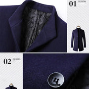 New Brand Autumn Winter 30% Wool Men Thick Coats Stand Collar Male Fashion Wool Blend Jackets Outerwear Smart Casual Trench - Memoriex 
