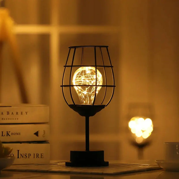 New Creative Night Light Ins Girl Heart Led Iron Night Light Red Wine Cup Red Wine Bottle Gift Decorative Light - Memoriex 