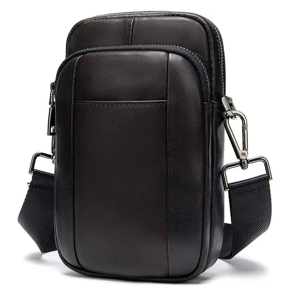 New Fashion Genuine Leather Men's Daily Use Belt Mobile Waist Cossbody Sport Shoulder Bags.-1