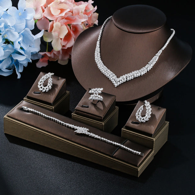 New Four-piece Set Copper Micro Inlaid Zircon Wedding Accessories - Memoriex 