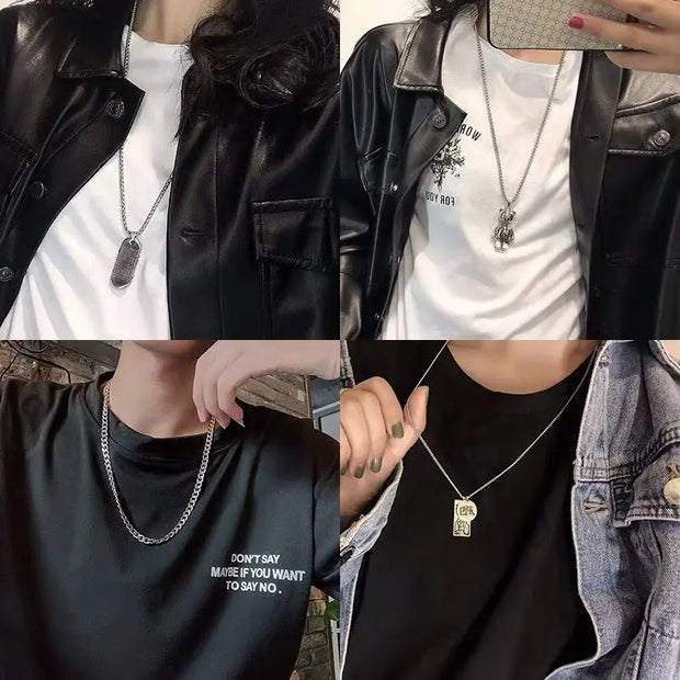 New Hip-Hop Accessories Sweater Chain Military Titanium Steel Necklace Men's Jewelry - Memoriex 