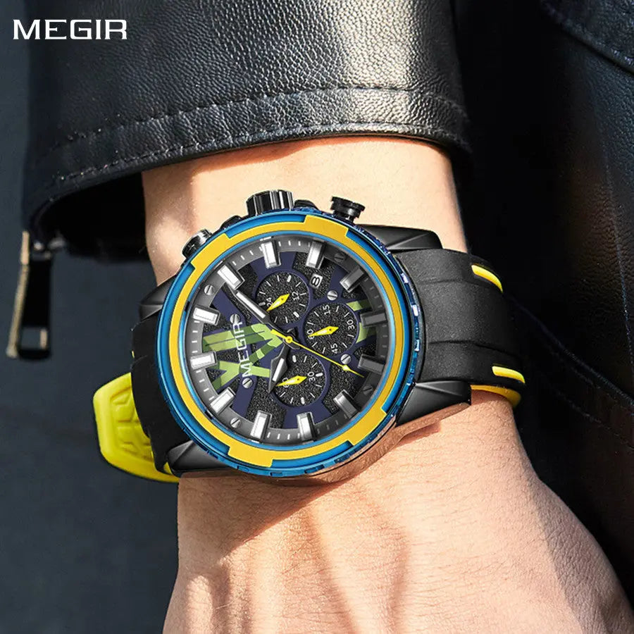 MEGIR New Sport Watch for Luxury Silicone Quartz Casual Wristwatch Waterproof Military Wrist Watch Man Clock Reloj Hombre 2133-0