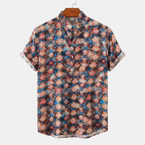 New Summer Floral Beach Short Sleeved Shirt In European and American Sizes, Summer Camouflage Printed Shirt For Men - Memoriex 