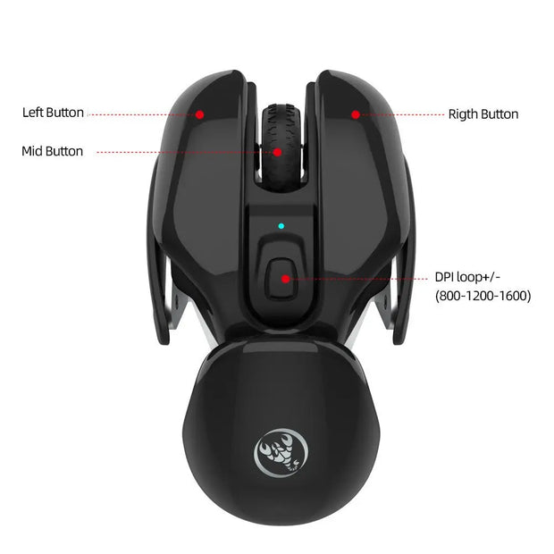 New USB wireless mouse 1600DPI rechargeable office mouse desktop laptop accessories - Memoriex 