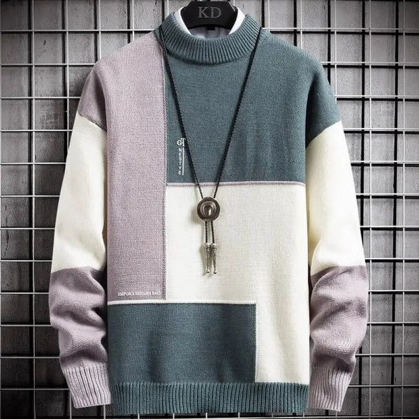 New Winter Cashmere Warm Sweater Men Turtleneck Mens Pullover Patchwork Slim Fit Sweaters Tops Knitted Men's Christmas Jumper - Memoriex 