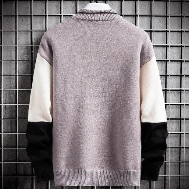 New Winter Cashmere Warm Sweater Men Turtleneck Mens Pullover Patchwork Slim Fit Sweaters Tops Knitted Men's Christmas Jumper - Memoriex 