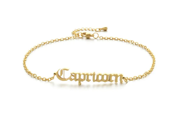 New product retro twelve constellation anklet real gold plating clavicle chain stainless steel anklet female - Memoriex 