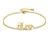New product retro twelve constellation anklet real gold plating clavicle chain stainless steel anklet female - Memoriex 