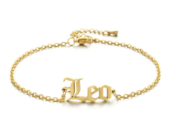 New product retro twelve constellation anklet real gold plating clavicle chain stainless steel anklet female - Memoriex 