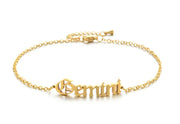 New product retro twelve constellation anklet real gold plating clavicle chain stainless steel anklet female - Memoriex 