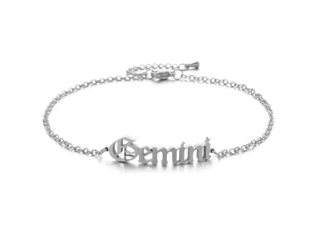 New product retro twelve constellation anklet real gold plating clavicle chain stainless steel anklet female - Memoriex 