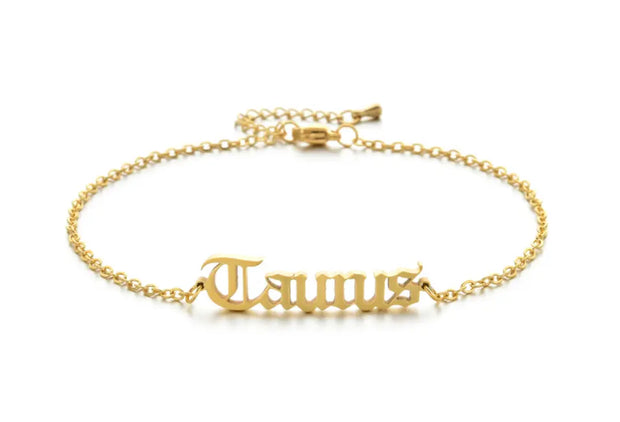 New product retro twelve constellation anklet real gold plating clavicle chain stainless steel anklet female - Memoriex 