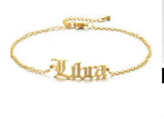 New product retro twelve constellation anklet real gold plating clavicle chain stainless steel anklet female - Memoriex 