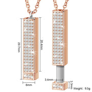 New retractable three dimensional rod pendant DIY can be engraved name mother's day thanksgiving double diamond necklace - Memoriex 