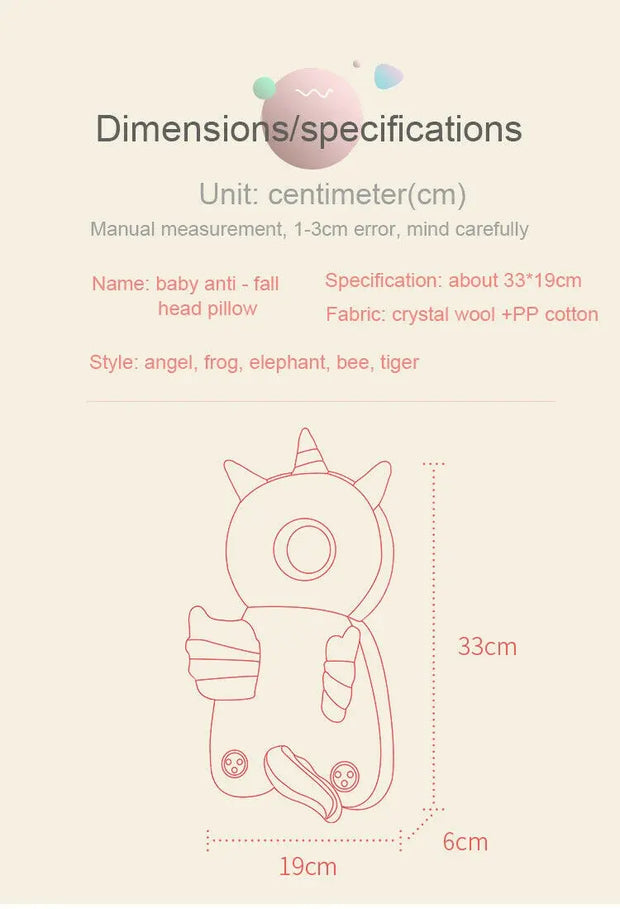 Newborn Toddler Baby Head Protector Safety Pad Cushion Back Prevent Injured Unicorn Bee Cartoon Security Pillows 1-3Y - Memoriex 
