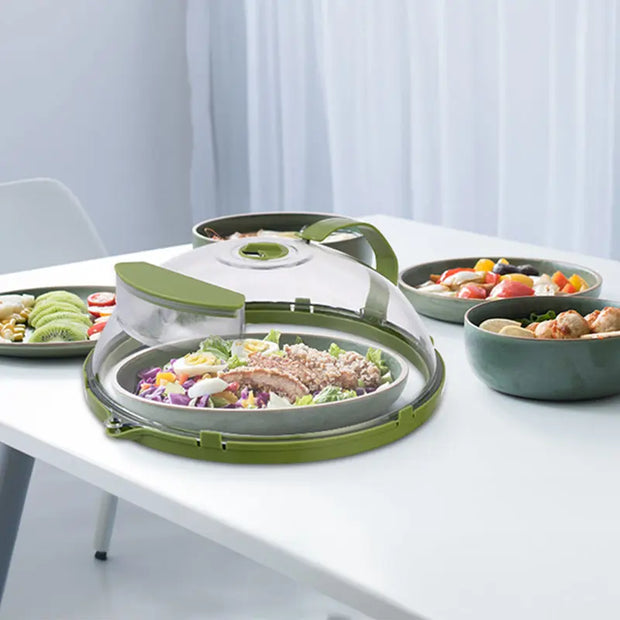 News Food Microwave Cover, Clear, with Water Steamer & Handle, 10 Inch, for Plate, Kitchen Gadget - Memoriex 