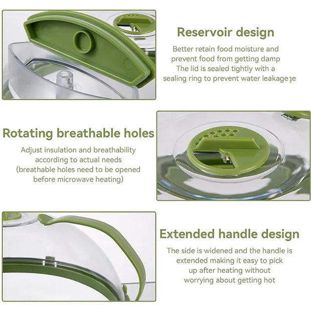 News Food Microwave Cover, Clear, with Water Steamer & Handle, 10 Inch, for Plate, Kitchen Gadget - Memoriex 