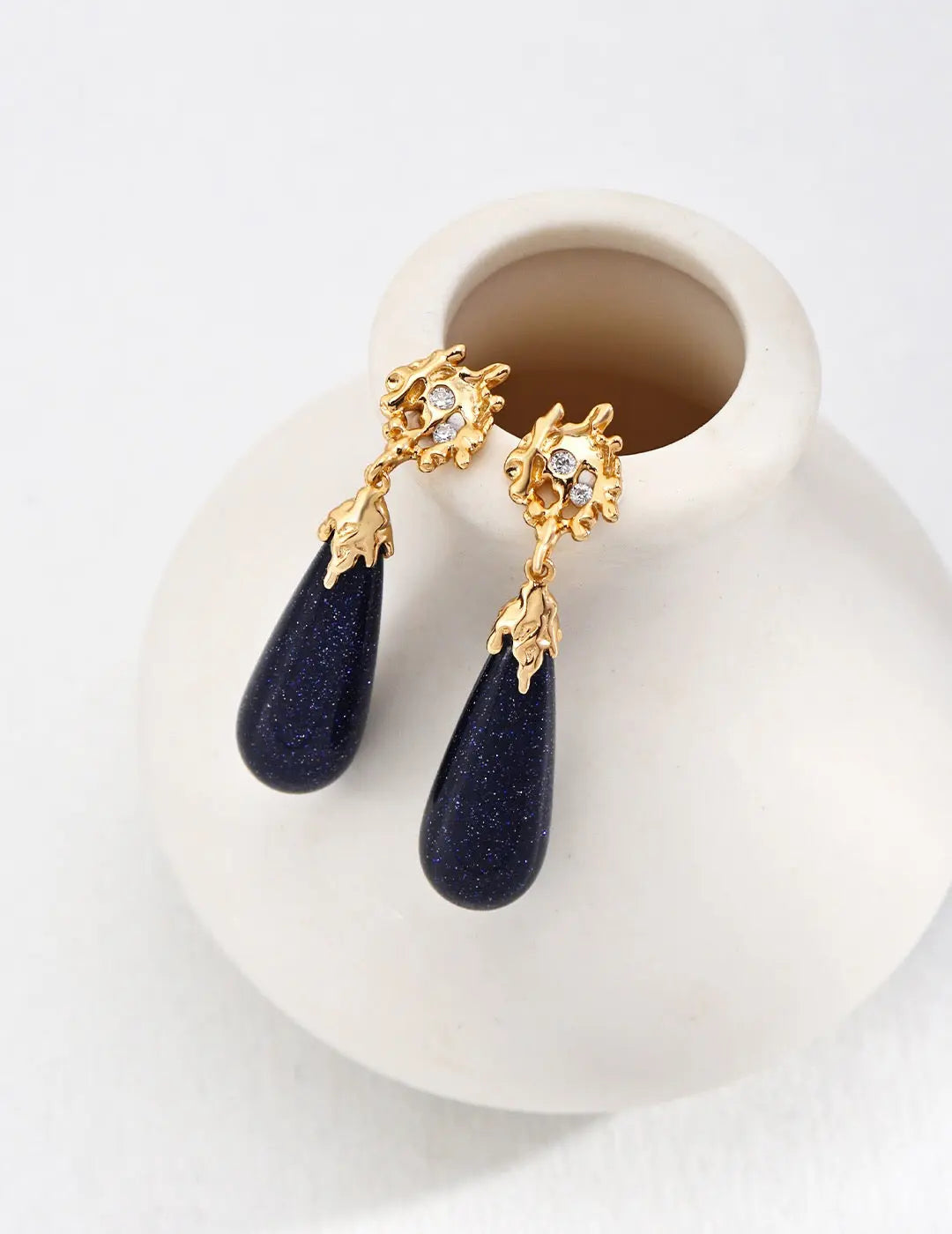 Night Sky Blue Sandstone Earrings-1