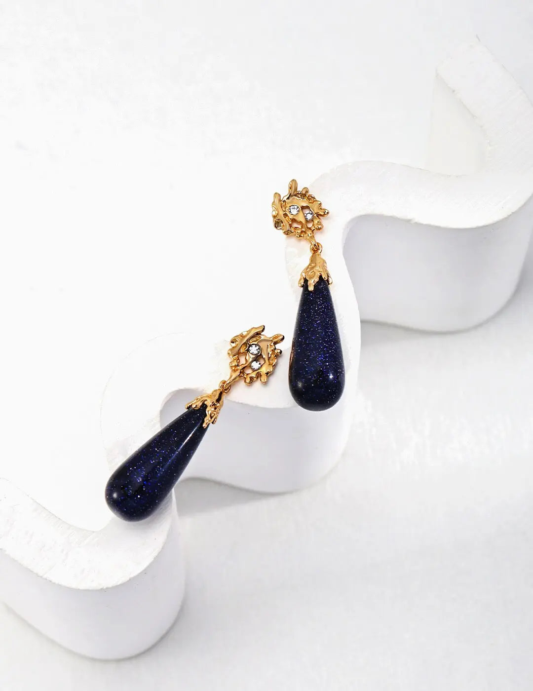 Night Sky Blue Sandstone Earrings-3