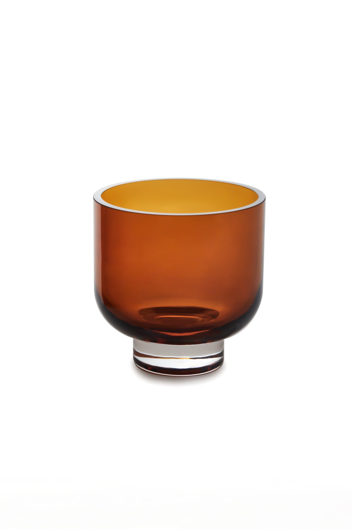 Modern low vase/bowl, sober design, amber color, OMA15AM-0