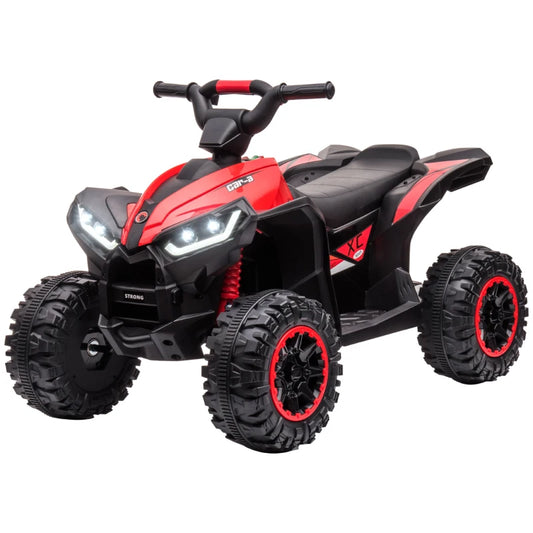 12V Ride-On Quad Bike w/ Music, Horn, for Ages 3-5 Years - Red | HOMCOM-0