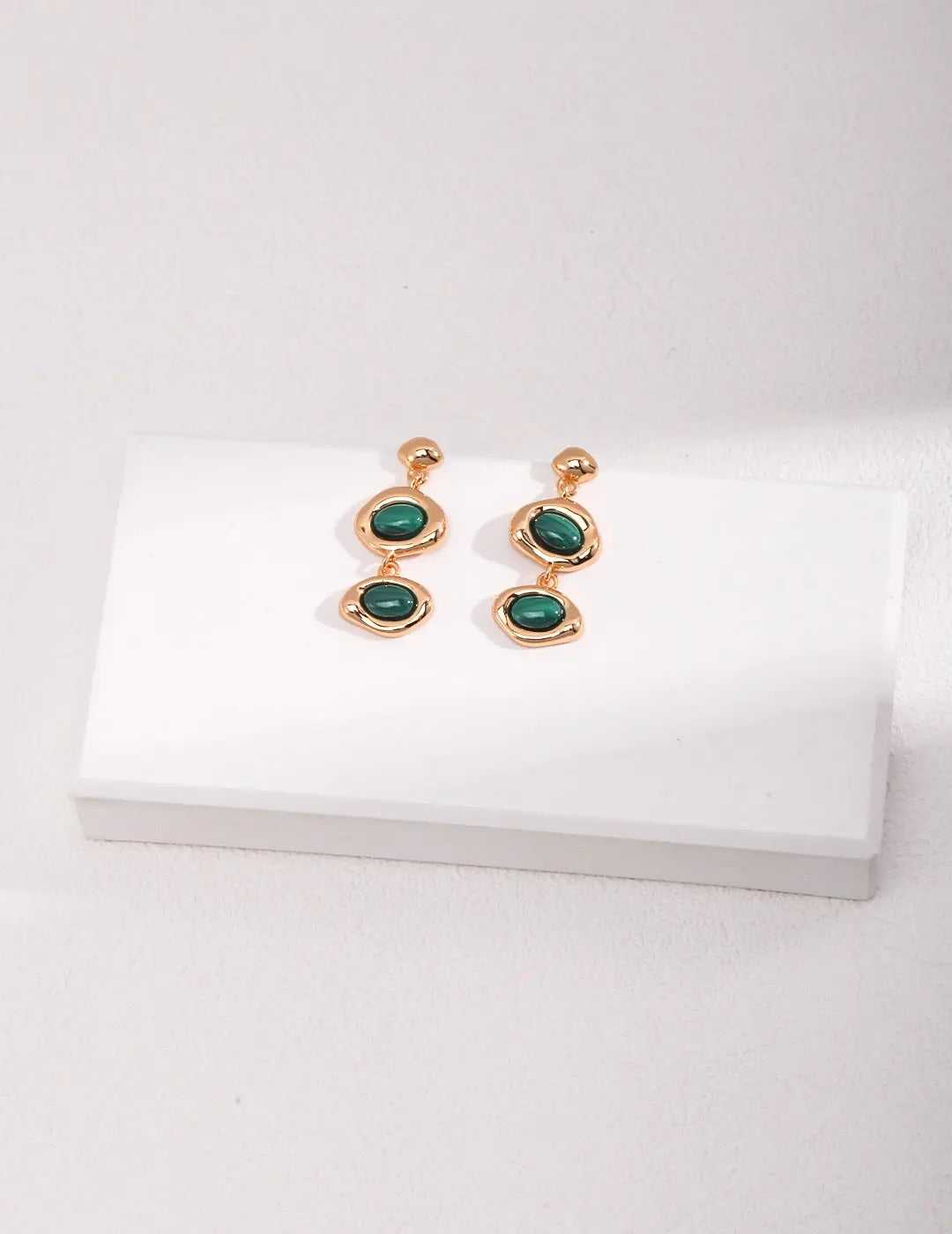 Malachite / Obsidian Drop Earrings - Memoriex