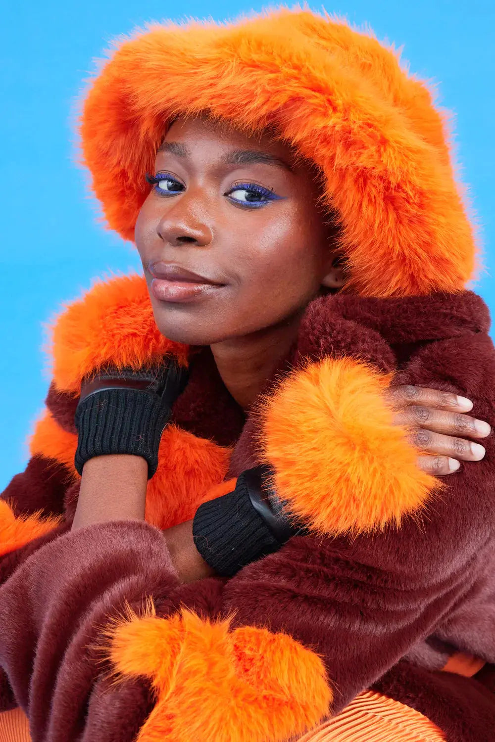 Orange Eco Bamboo Faux Fur Bucket Hat-0