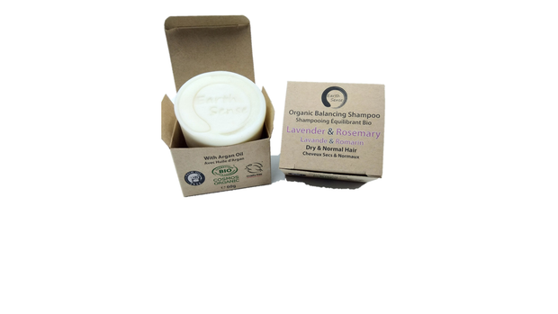 Organic Certified Balancing Solid Shampoo - Lavender & Rosemary - Dry & all Hair Types 60g - Memoriex 