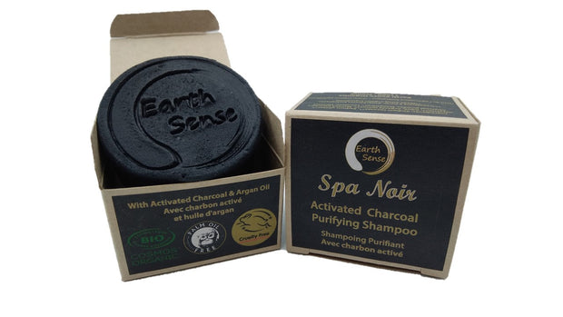 Organic Certified Spa Noir - Solid Shampoo with activated charcoal - 60g - Memoriex 