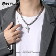 Original Gender Free Unisex Double Layer Star Angel Hip Hop Men's Necklace Advanced Titanium Steel Women's Chain - Memoriex 