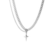 Original Gender Free Unisex Double Layer Star Angel Hip Hop Men's Necklace Advanced Titanium Steel Women's Chain - Memoriex 