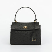 Ostrich Leather  Top Handle Tote Bag-1