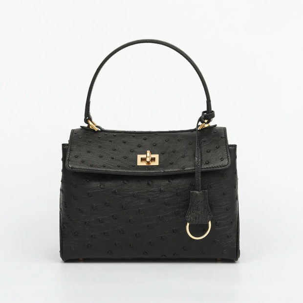 Ostrich Leather  Top Handle Tote Bag-1