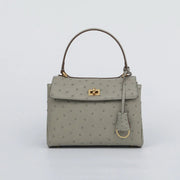 Ostrich Leather  Top Handle Tote Bag-2