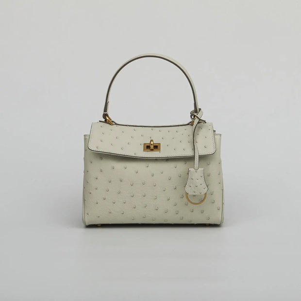 Ostrich Leather  Top Handle Tote Bag-3
