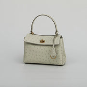 Ostrich Leather  Top Handle Tote Bag-4