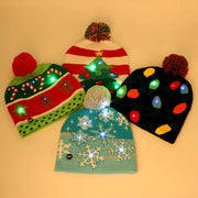 OurWarm Led Light Cotton Christmas Hat Knit Up Beanie Hat Kids Adult Children Cap Christmas Party Decoration New Year Gifts - Memoriex 