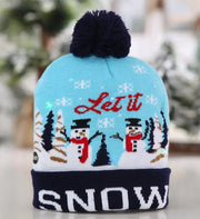 OurWarm Led Light Cotton Christmas Hat Knit Up Beanie Hat Kids Adult Children Cap Christmas Party Decoration New Year Gifts - Memoriex 