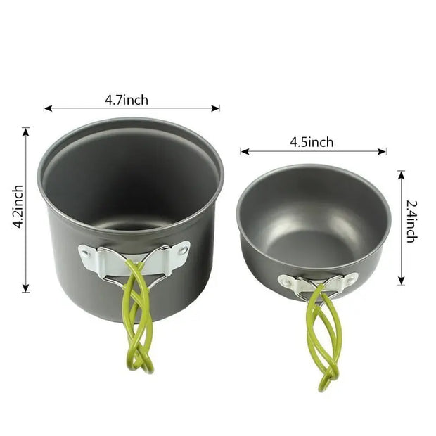 Outdoor Camping Cookware Backpacking Bowl Pot+ Mini Canister Stove Burner Foldable-2