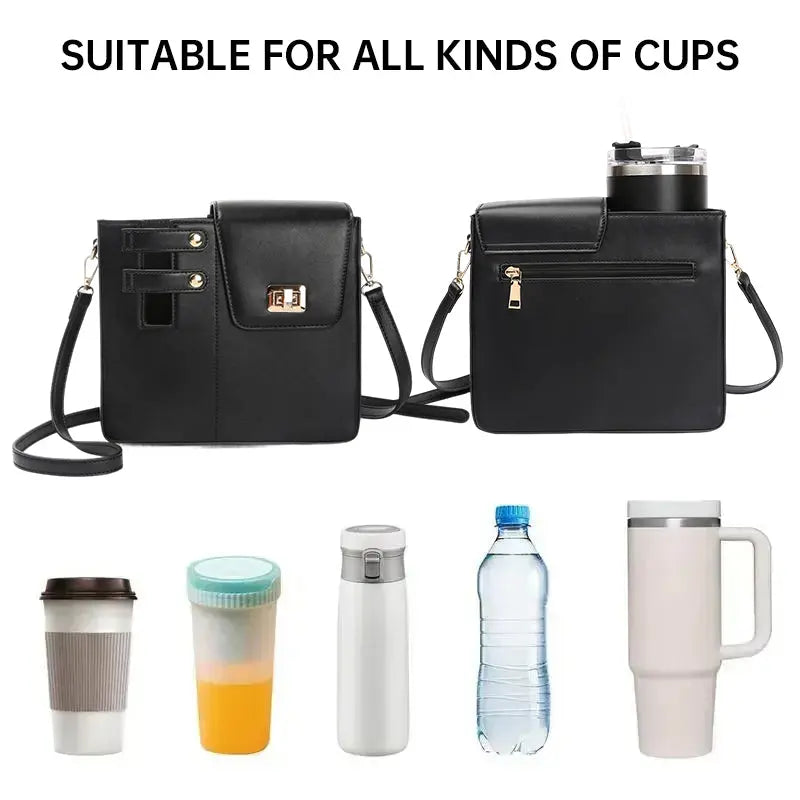 Outdoor Purse Cup Holder Bag for Stanley, Crossbody Water Bottle Bags,Crossbody Water Bottle Bag for Most Water Bottles - Memoriex 