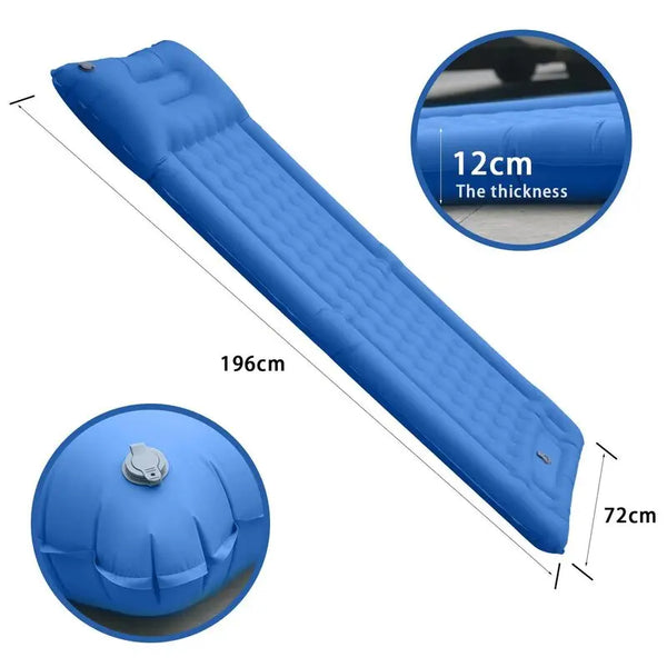 Outdoor thicken self-inflating camping mattress: ultralight, with built-in pump, ideal for travel, hiking, fishing. - Memoriex