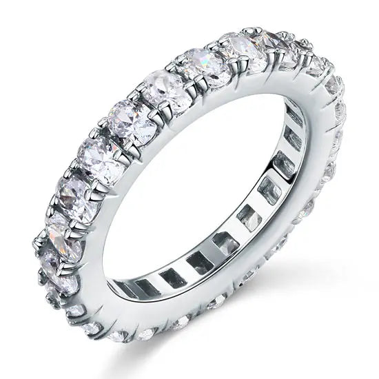 Oval Cut Eternity Solid Sterling 925 Silver Created Diamond Ring XFR8059-3