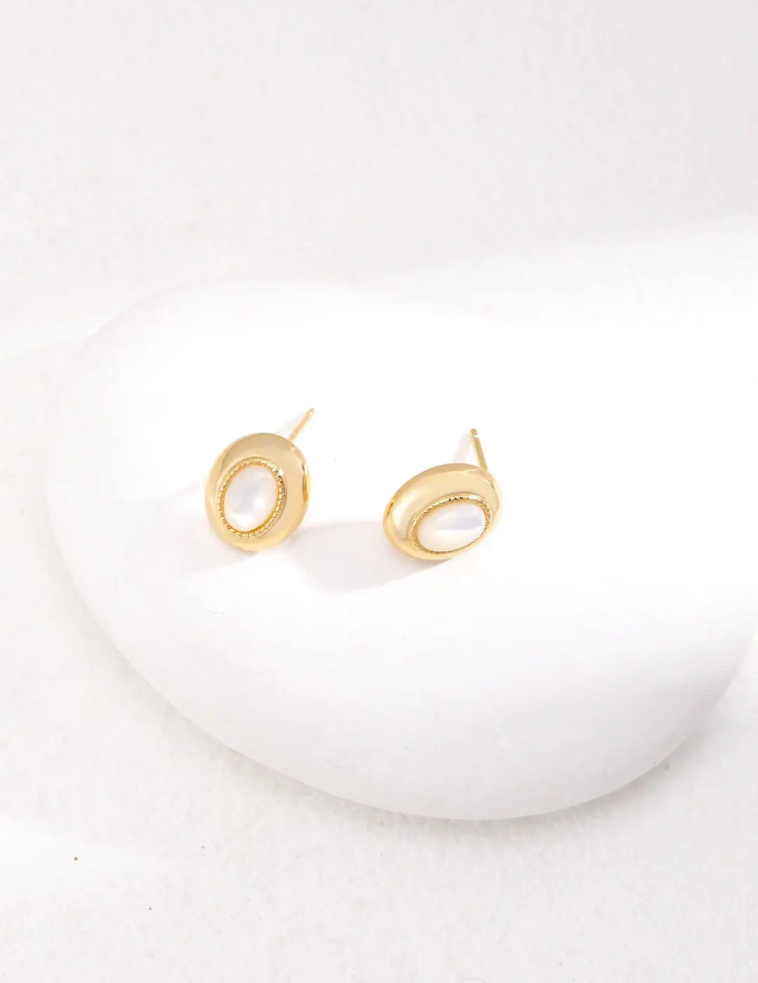 Oval Mother of Pearl Earrings-1