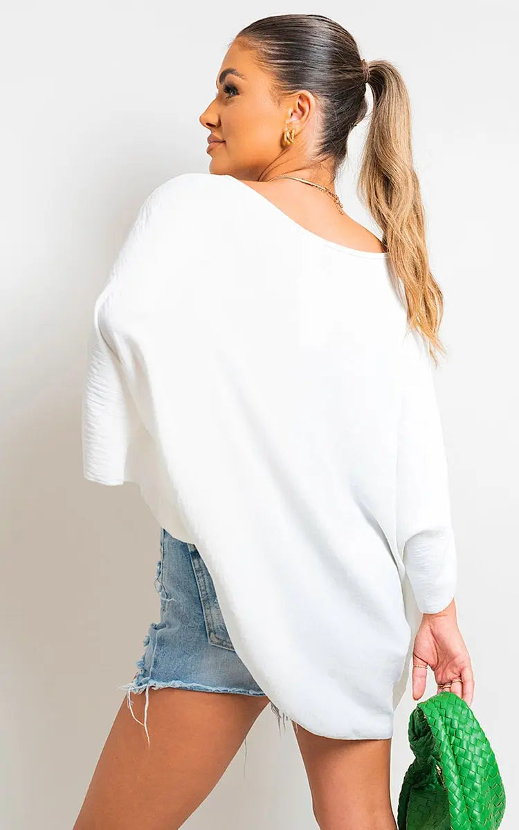 Oversized Batwing Sleeve Casual Tops-4