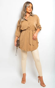 Oversized Button Front Belted Top-2