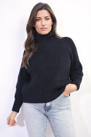 Oversized Chunky High Neck Knitted Jumper-3