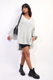 Oversized Long Back Knitted Mini Dress-5