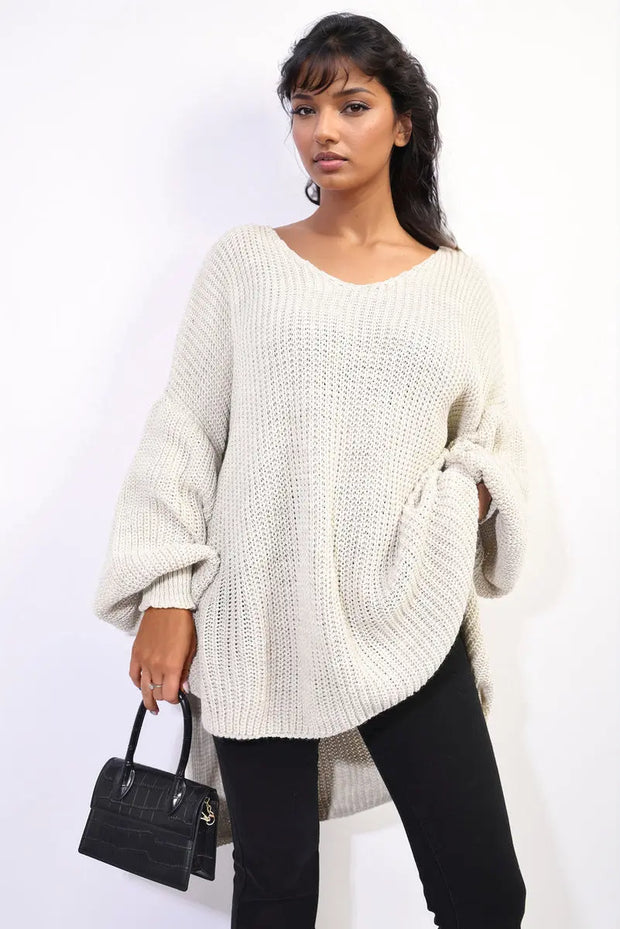 Oversized Long Back Knitted Mini Dress-8