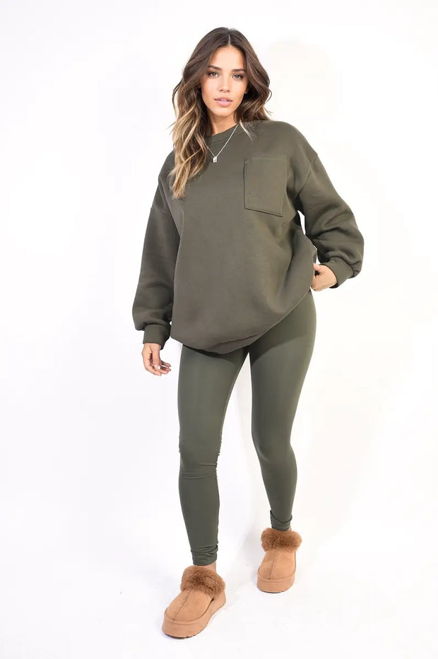 Oversized Pocket Sweatshirt and Leggings Co-ord Set-5