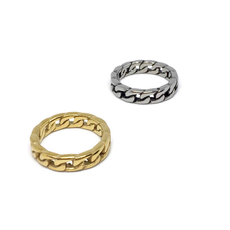 Curb Chain Steel Band Ring-2